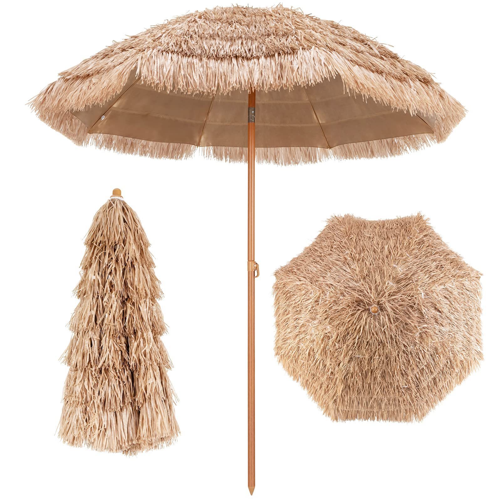 7Ft Thatch Patio Tiki Hot Creative Customized  Portable Hula Cheap  portable beach umbrella Outdoor Hawaii Parasols