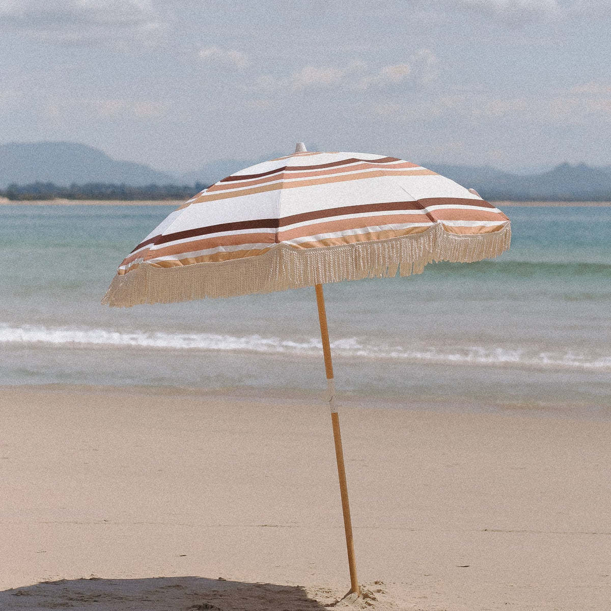 6.5 ft Outdoor Big  Stripes Aluminum Sunshade Waterproof UV 50+ Protection Sea Parasol Patio Beach Umbrella Sand Anchor