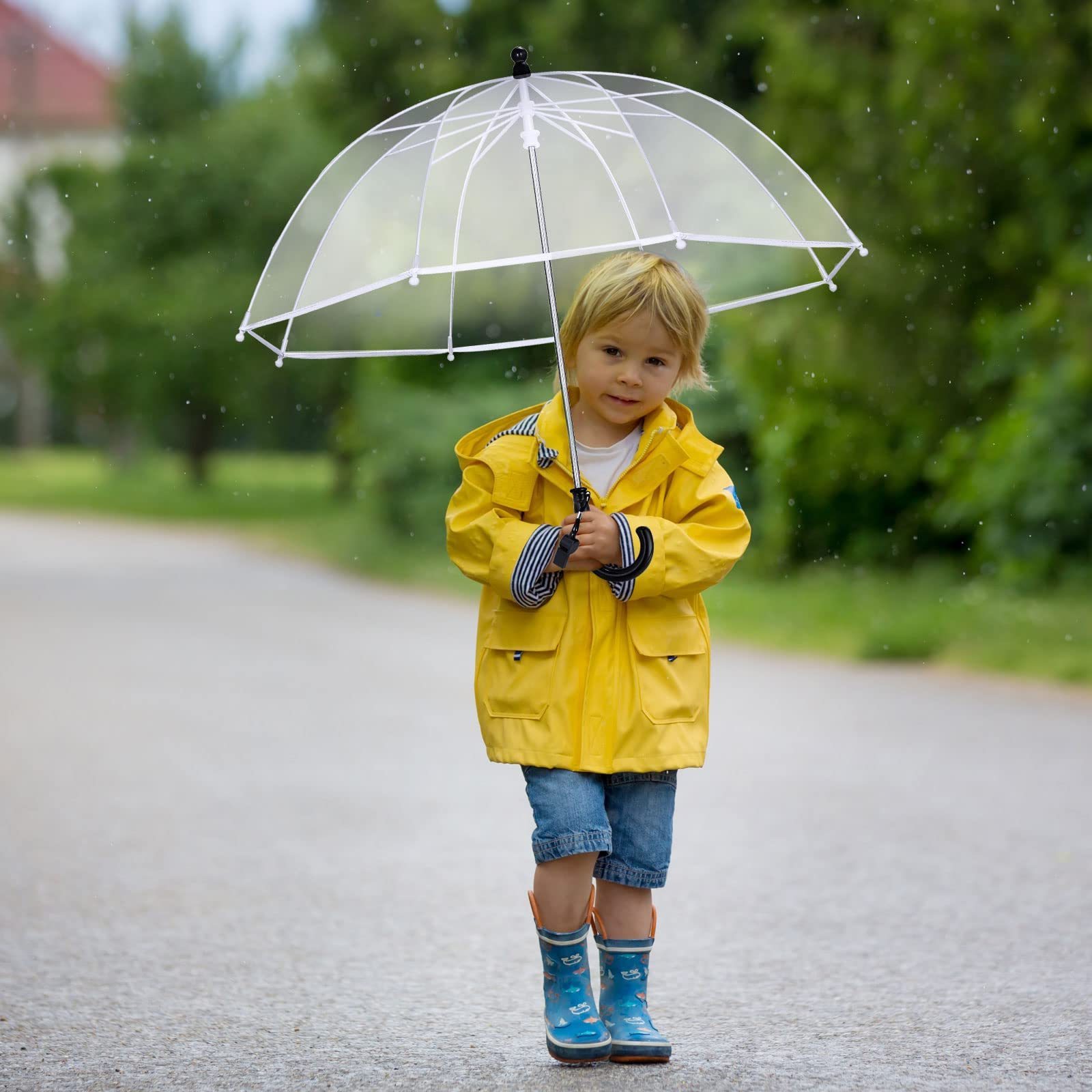 Full Printing Wholesale Umbrella Clear Transparent Kids Clear Portable Transparent  Promotional Clear Dome Umbrella