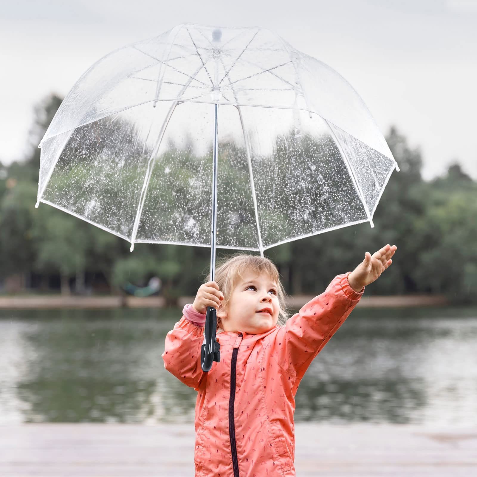 Full Printing Wholesale Umbrella Clear Transparent Kids Clear Portable Transparent  Promotional Clear Dome Umbrella