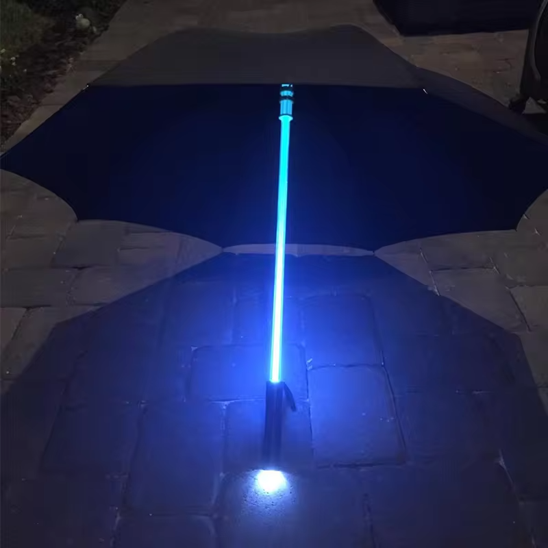 Built in Flashlight Light Up Golf Umbrellas with 7 Color LED Light Changing Rain Straight  Umbrella Cheap Custom Portable Led