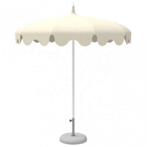 High Quality Large Outdoor Garden Aluminum Wave Fringe Canopy Sun Parasol White Pagoda Beach Patio Umbrella  For Sale