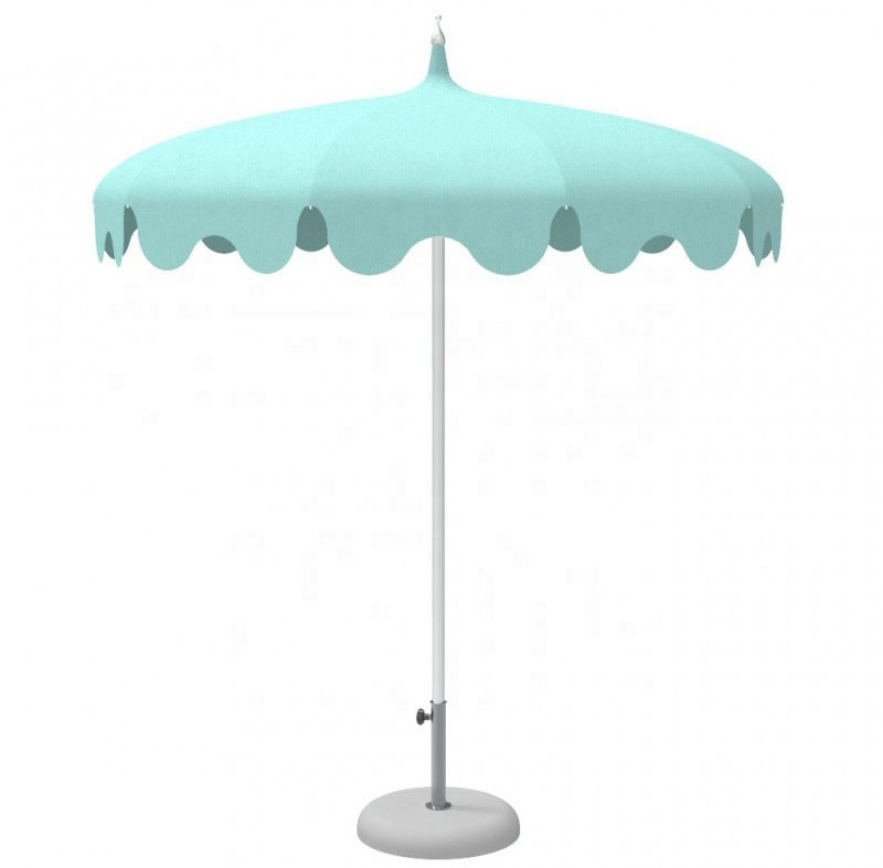 High Quality Large Outdoor Garden Aluminum Wave Fringe Canopy Sun Parasol White Pagoda Beach Patio Umbrella  For Sale