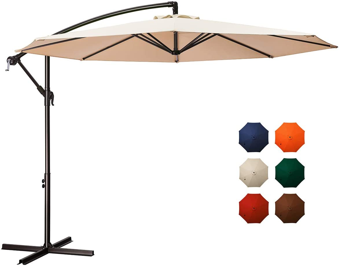 r Led Umbrella Outdoor Solar LED Light Parasol Garden Sunshade Cantileve Patio Umbrellas