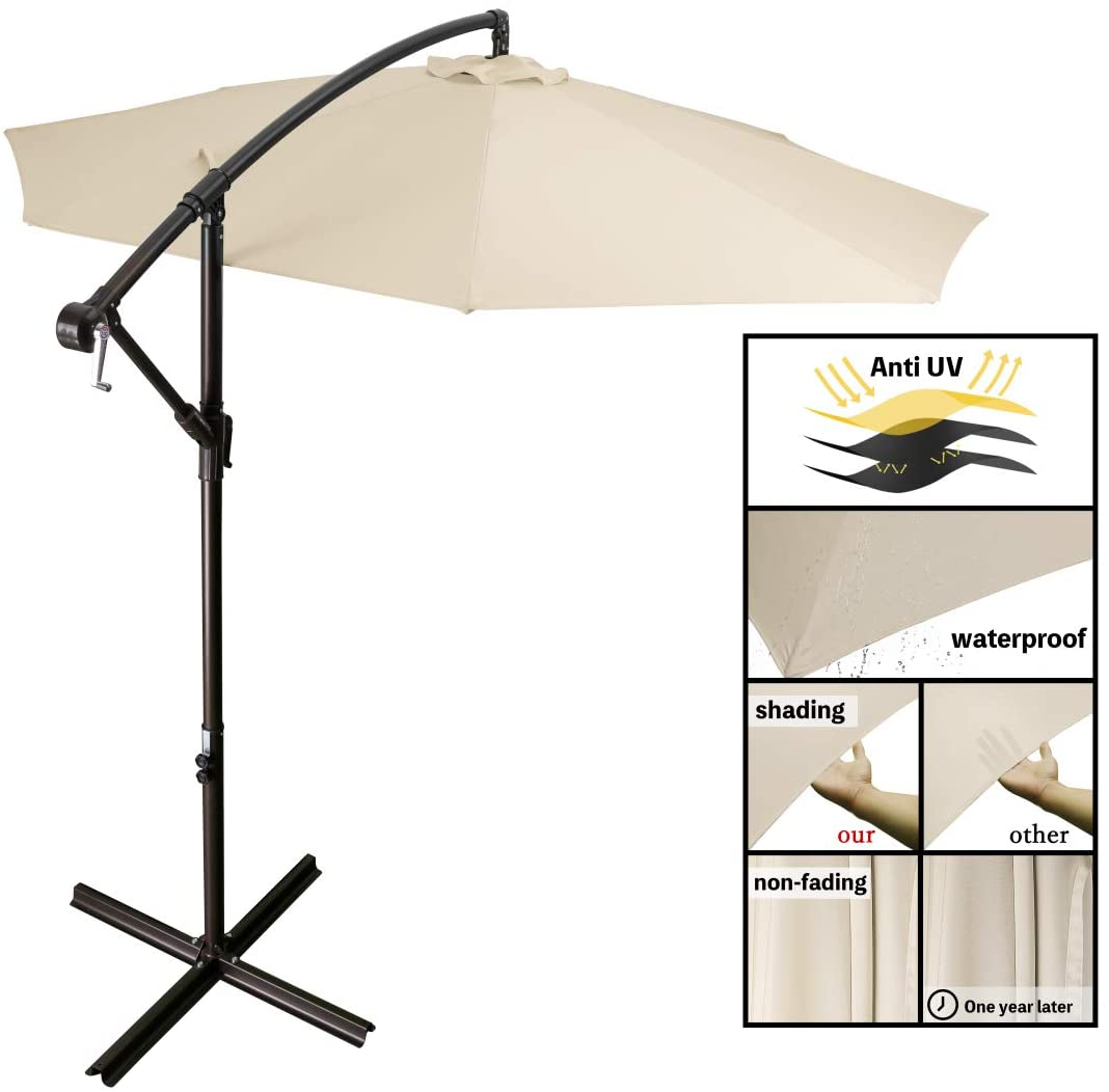 r Led Umbrella Outdoor Solar LED Light Parasol Garden Sunshade Cantileve Patio Umbrellas