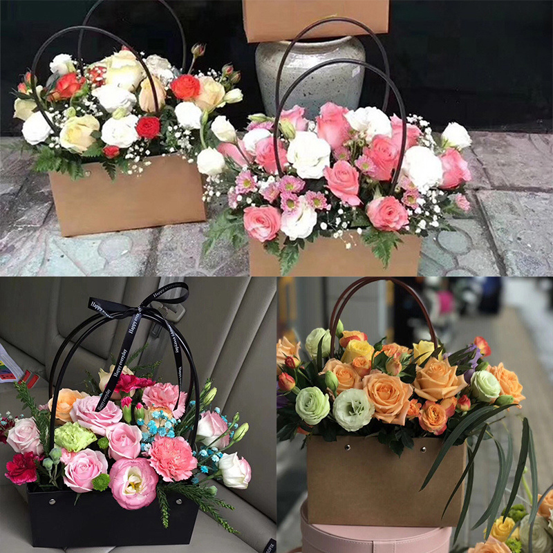 PVC Bouquet Flower Boxes Round Living Vases Florist Box Flower Plant Boxes Gift  Waterproof Bouquet Bag Flower Arrangement