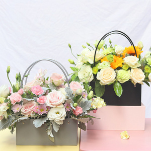 PVC Bouquet Flower Boxes Round Living Vases Florist Box Flower Plant Boxes Gift  Waterproof Bouquet Bag Flower Arrangement