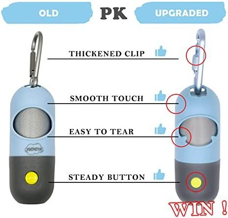 Dog Poop Waste Bags Holder with LED Flashlight Trash Waste Bags Carrier with Potty Bags Clip Fastener