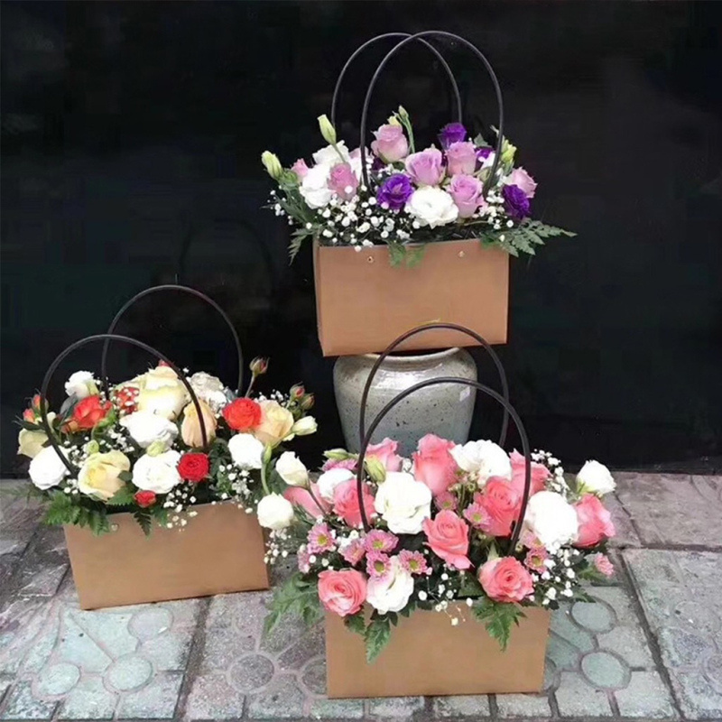 PVC Bouquet Flower Boxes Round Living Vases Florist Box Flower Plant Boxes Gift  Waterproof Bouquet Bag Flower Arrangement