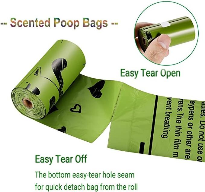 Biodegradable Poop Waste Bag Refill Rolls for Dogs include 1 Dispenser Dog Waste Bags