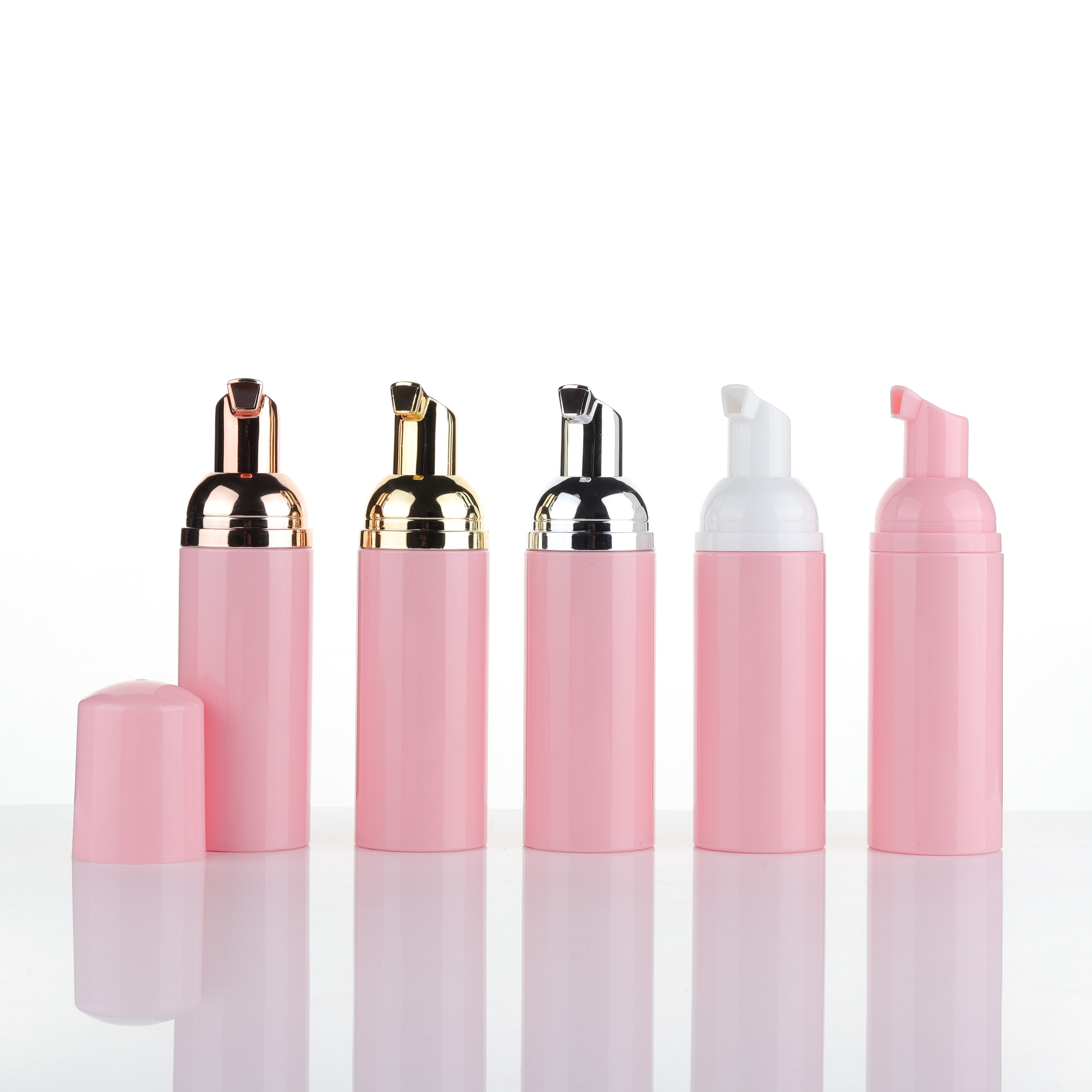 Custom 60ml Foam Skincare Fical Cleaning Foamer Mousse Soap Dispenser Pet Frosted Pink Cleanser Foam Pump Bottles