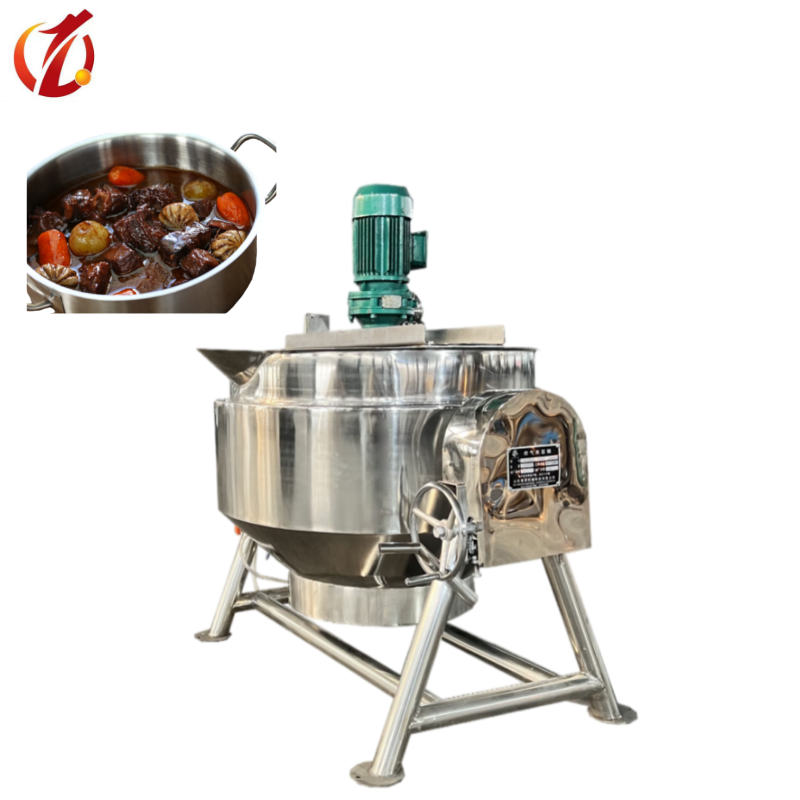 Tomato sauce stirring and processing machine steamed food cooking jacket pot with mixer