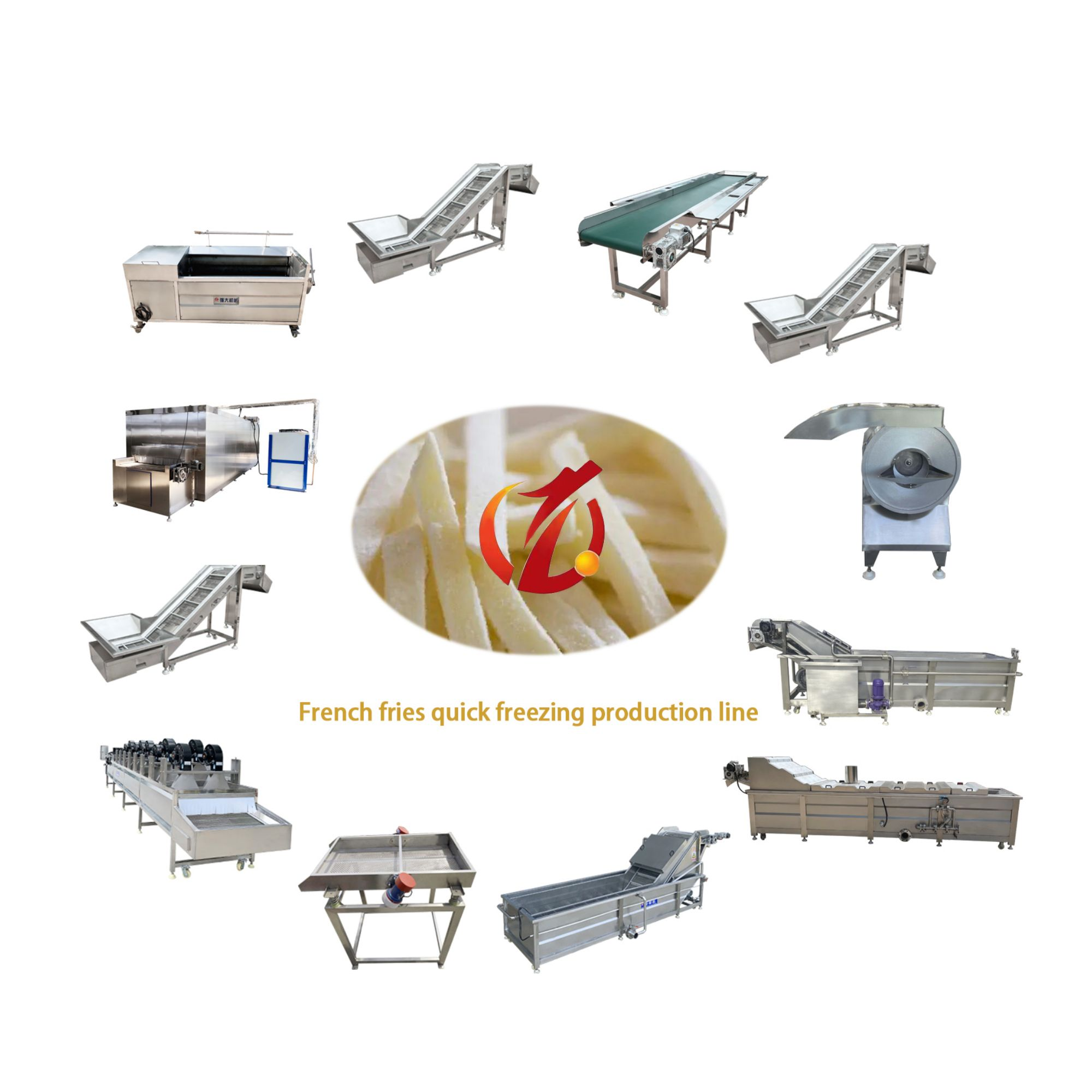 Industrial Commercial Fully Automatic Fried Potato Chips Making Machine Frozen French Fries Production Line