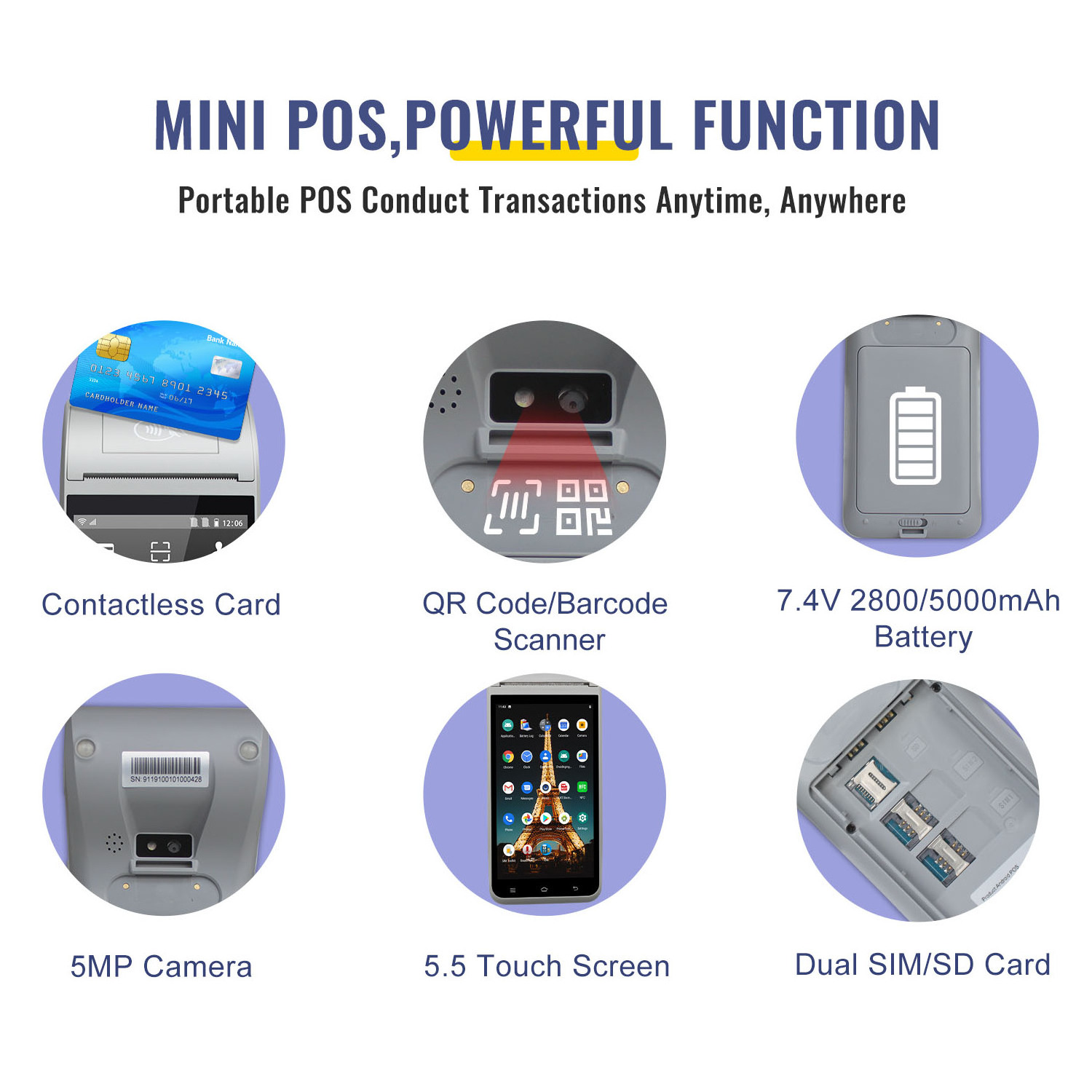 Z91 Hot sell 4G Android handheld pos with printer terminal for android restaurant pos system