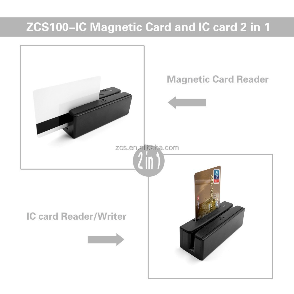 ZCS100- IC PC smart Chip credit card reader writer all 3 tracks magnetic card reader device POS system