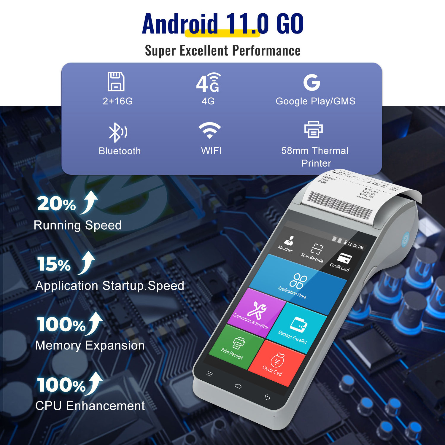 Z91 Hot sell 4G Android handheld pos with printer terminal for android restaurant pos system