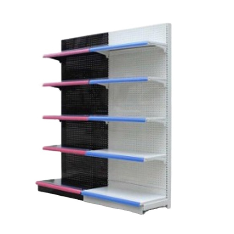 Modern Custom Store Display Rack Single Sided Supermarket Shelves Groceries Retail Metal Gondola Shelving