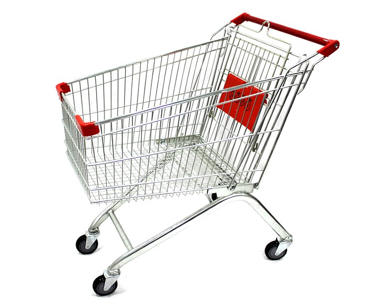 made of china wholesale design shopping trolley supermarket with elevator wheel 60l with seat