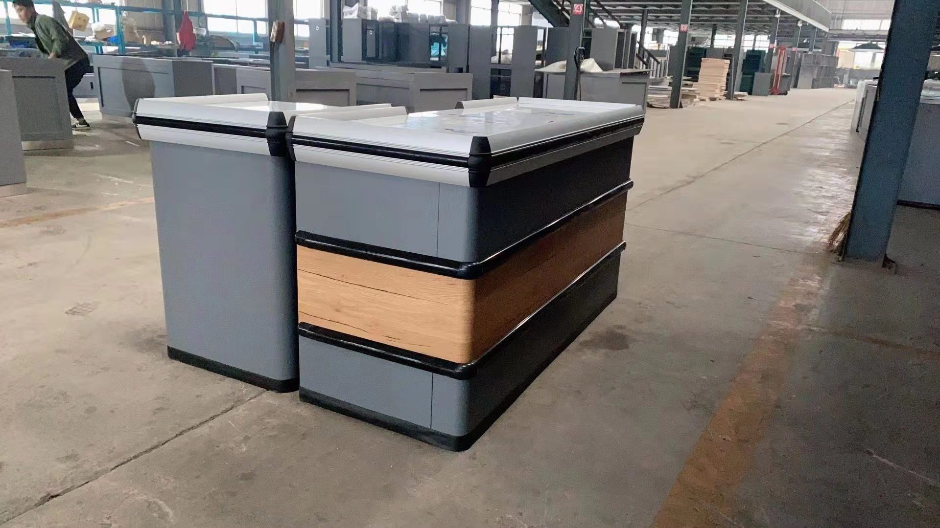 Hot Selling Retail Supermarket Cashier Counter High Quality Counter Table Supermarket Steel Checkout Counters