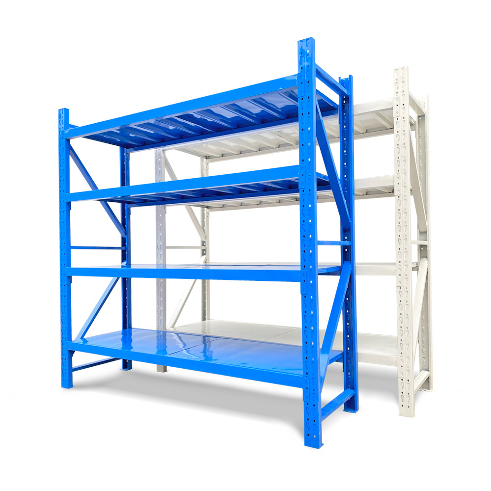 Medium Duty Storage Shelving 300 Kg Per Layer Garage Shelves 4 Tier Warehouse Metal Shelf