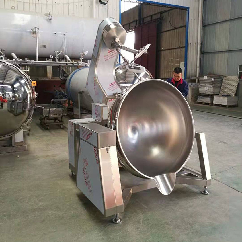 Food Processing Plant Automatic Electric heating Curry Sauce Halwa Planetary Stirring Frying Jacketed Kettle Cooking Pot Machine