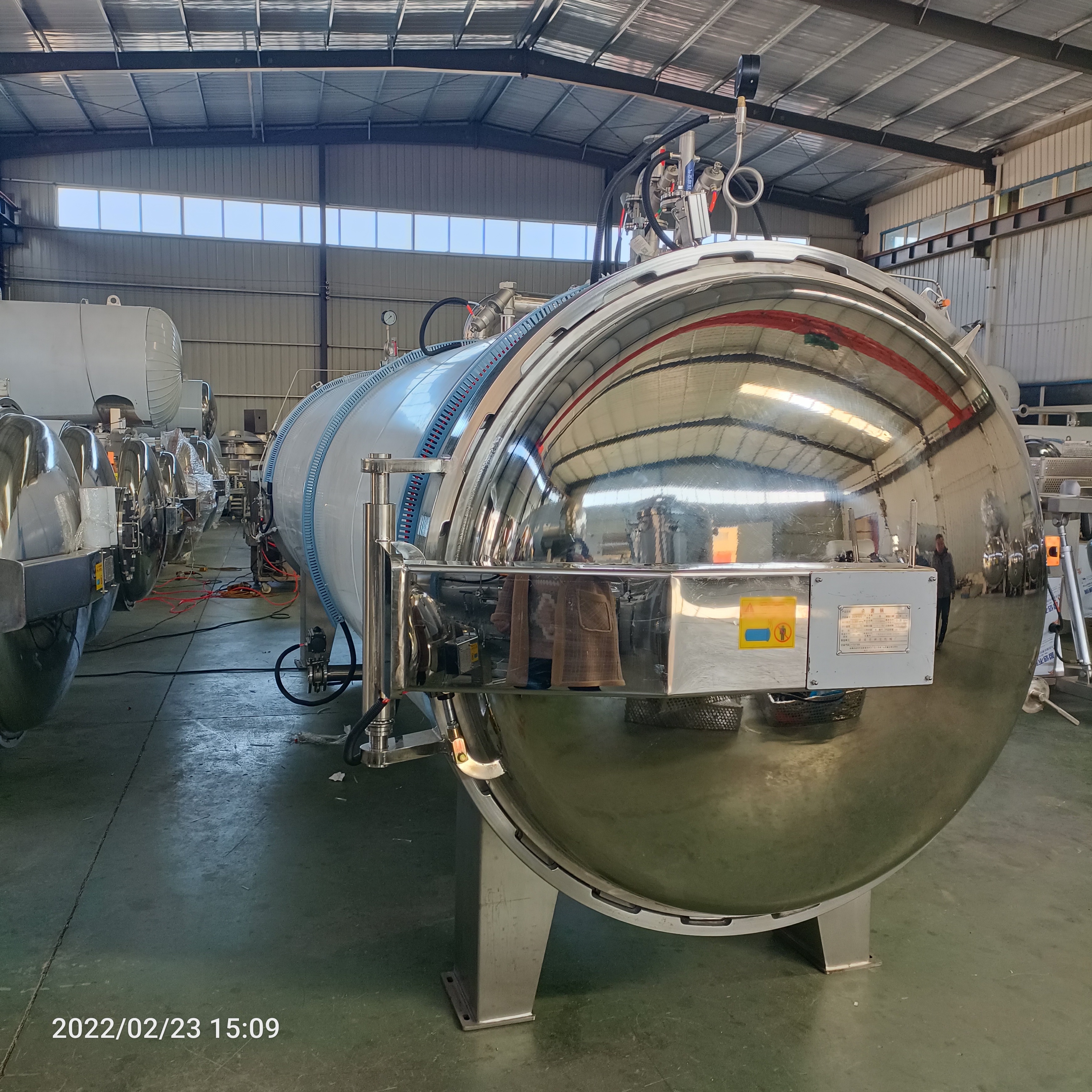 Commercial pressure canned fish processing double door autoclave retort sterilization machine