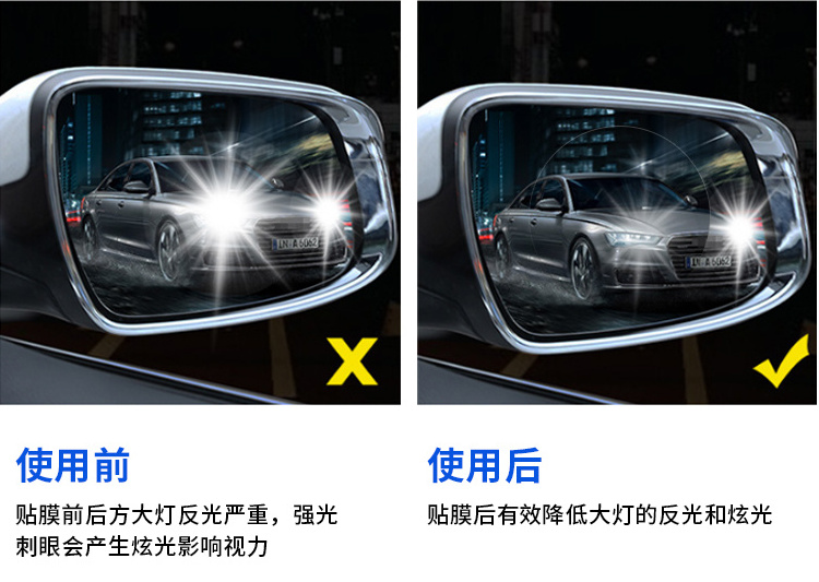 Nano Coating Car Anti Fog Rainproof Customized Size  Rear View Mirror Protective Film