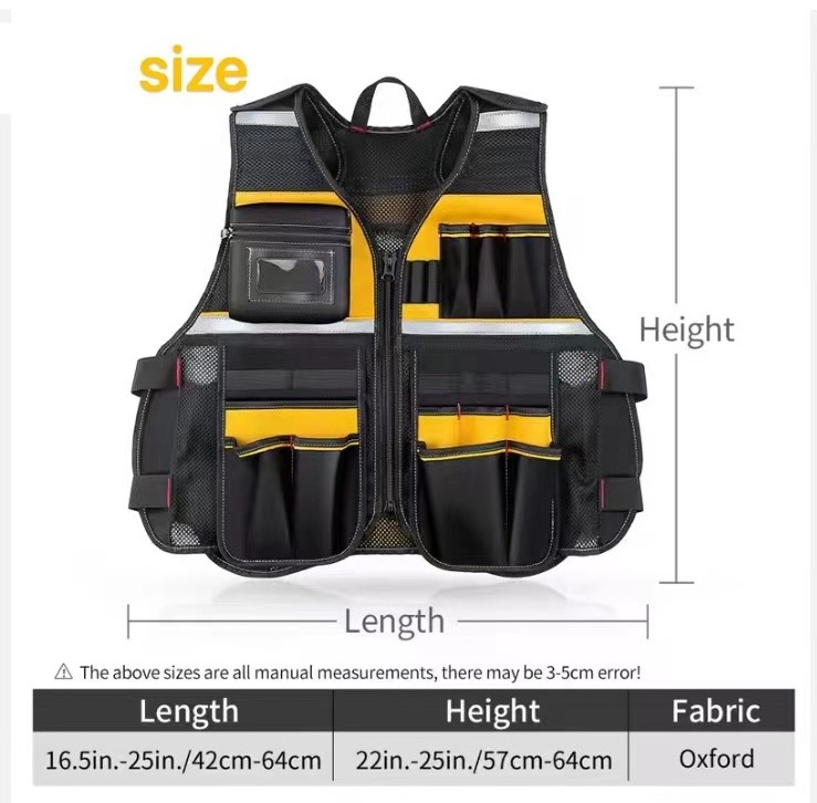 High quality men's work vest Construction vest tools multi-pocket work vest for electricians