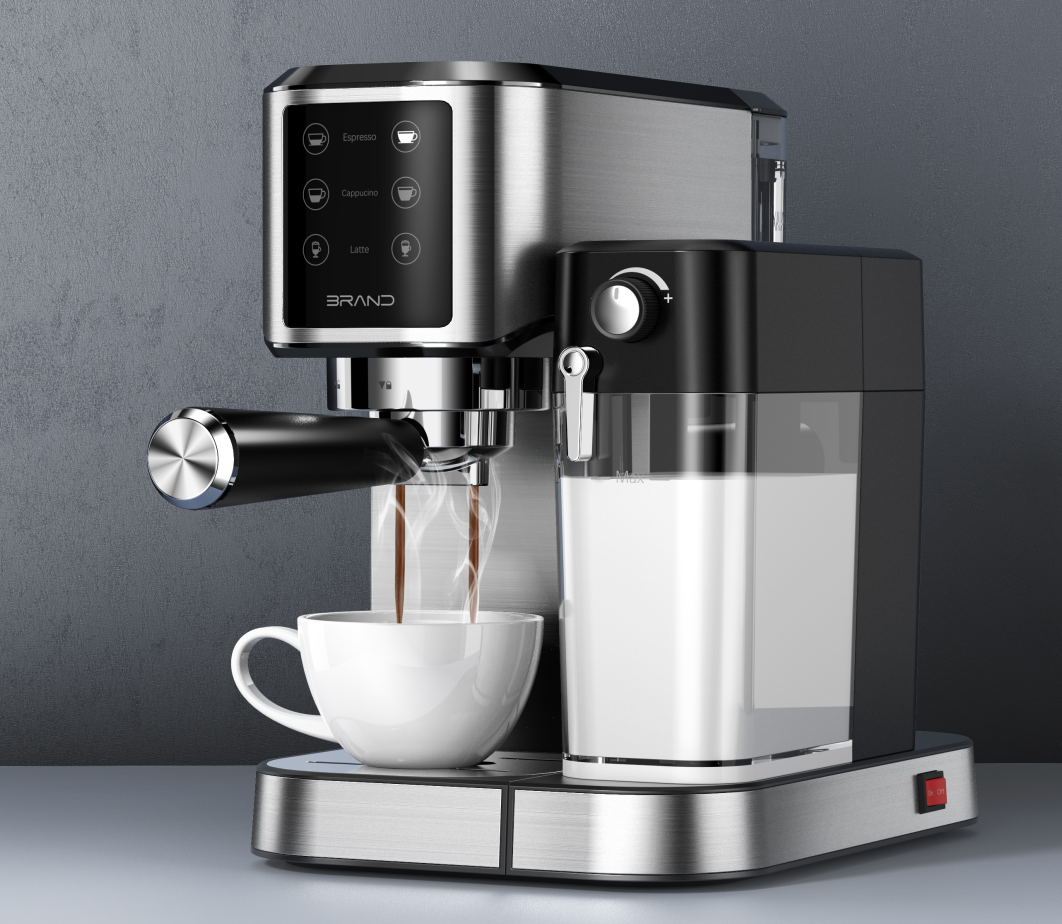 Hot selling Steam Espresso And Cappuccino Maker Stainless Steel Coffee Maker Espresso Machine with milk tak