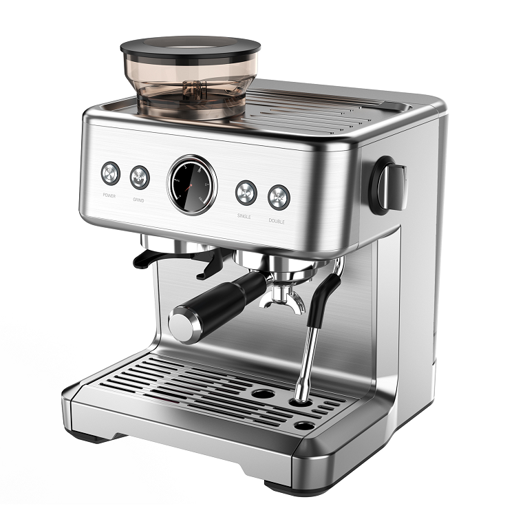 Fully Automatic Espresso Coffee Machine Silver Temperature Control 15 Bar Electric Espresso Coffee Maker