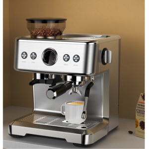 Silver Espresso Maker Temperature Control 15Bar 2 Cup Espresso Coffee Maker Espresso Machine