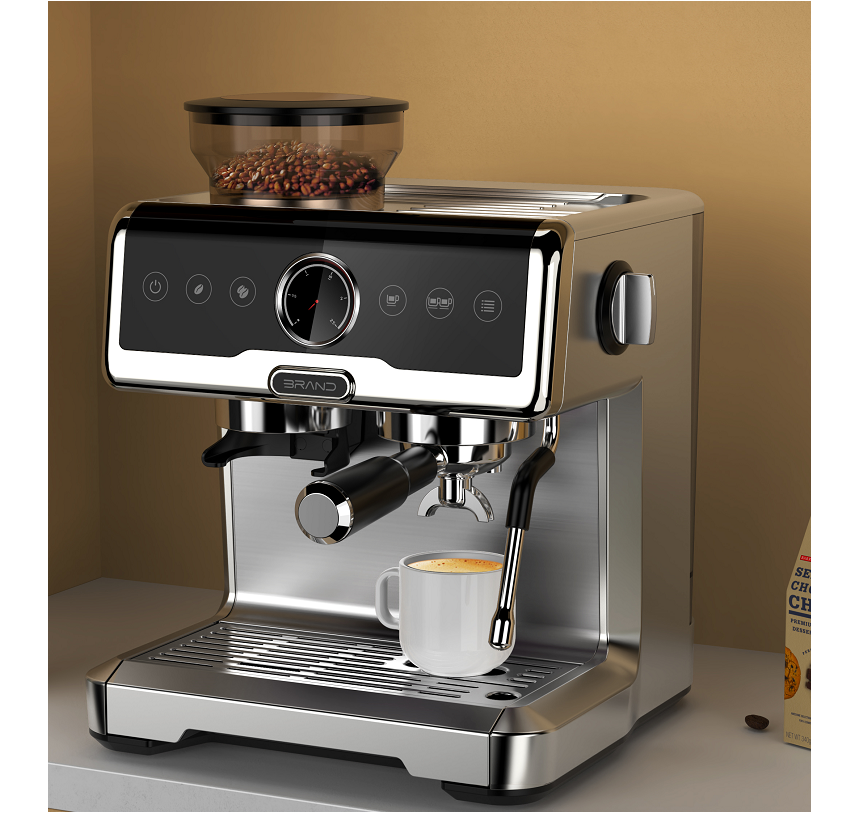 Semi-automatic Home Stainless Steel Electric 2 Cup 15 Bar Italy Espresso Coffee Maker Machine