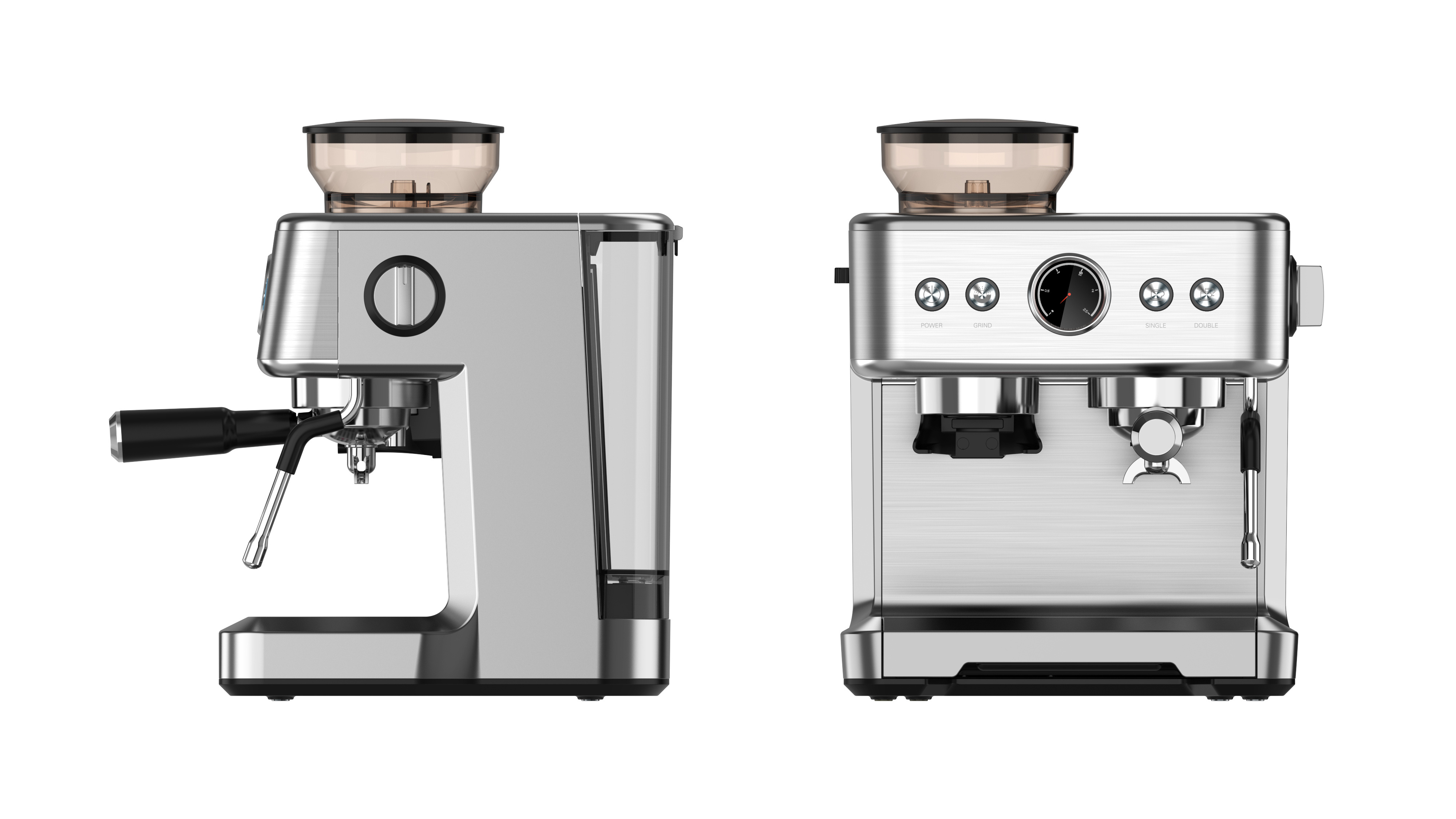 Fully Automatic Espresso Coffee Machine Silver Temperature Control 15 Bar Electric Espresso Coffee Maker