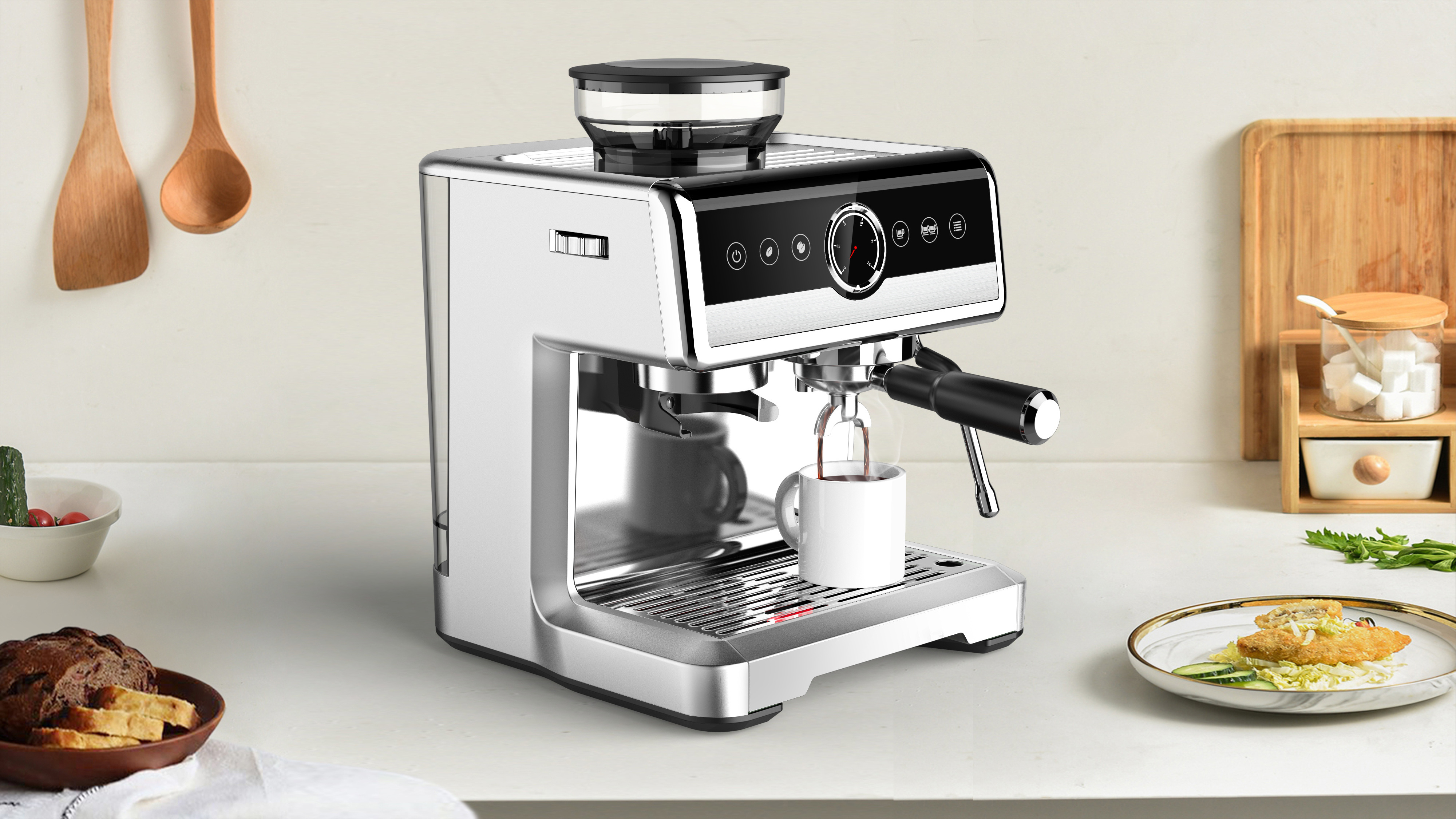 Italian Espresso Maker 15Bar Italian Pump Automatic Electric Espresso Maker Coffee Espresso Machine