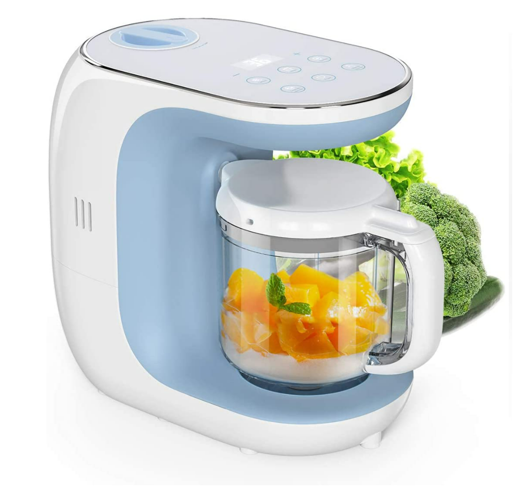 LCD display baby food processor  food maker  with Split steaming basket rotary cover stainless water tank