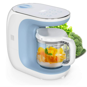 LCD display baby food processor  food maker  with Split steaming basket rotary cover stainless water tank