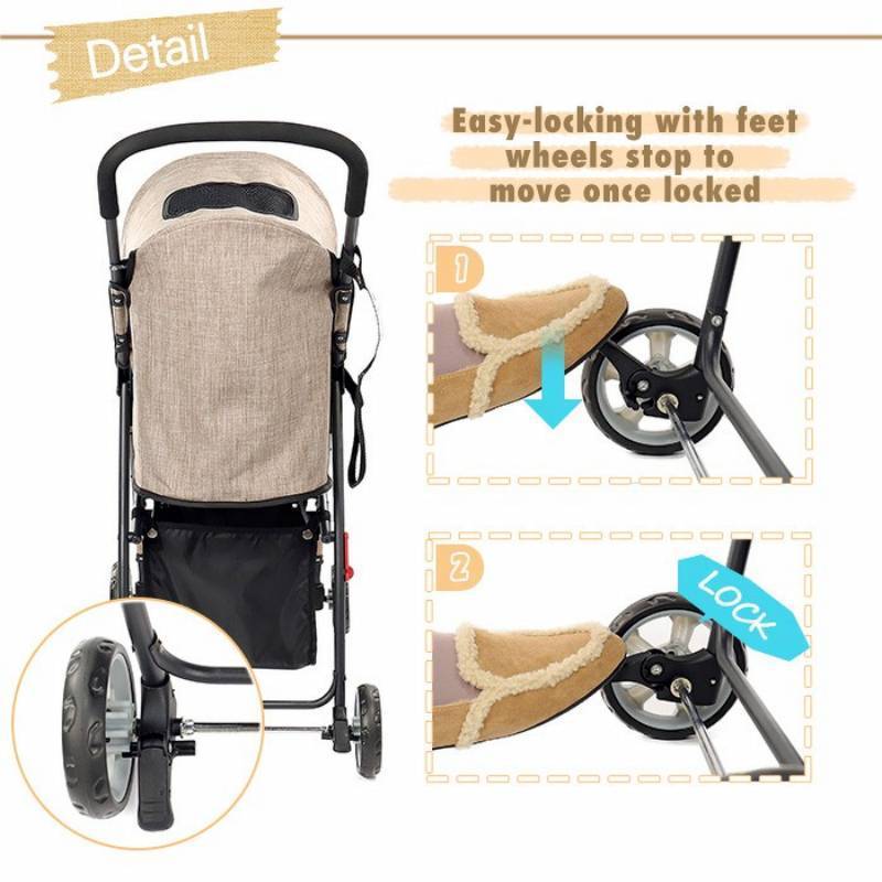 Foldable Pet Stroller 4-Wheel Dog Travel Stroller Pushchair Jogger with Storage Basket for Puppy Cat Pet Suplie Outdoor