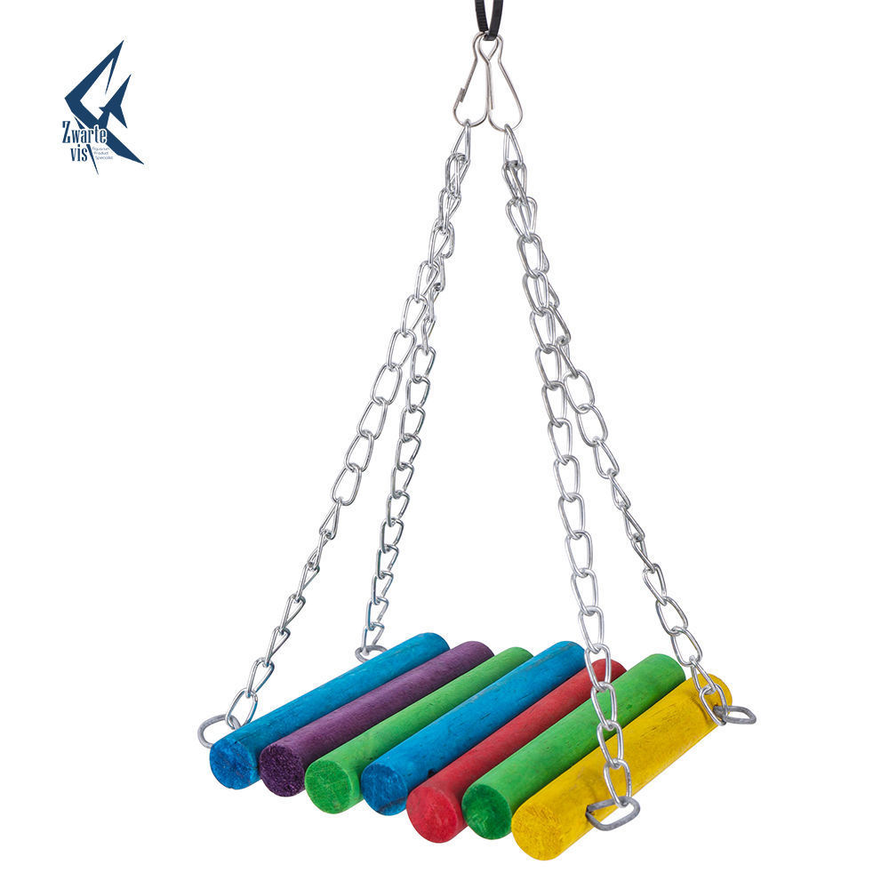 Bird Toys Set Swing Chewing Training Toys Small Parrot Hanging Hammock Parrot Cage Bell Perch Toys with Ladder Pet Supplies 1pc