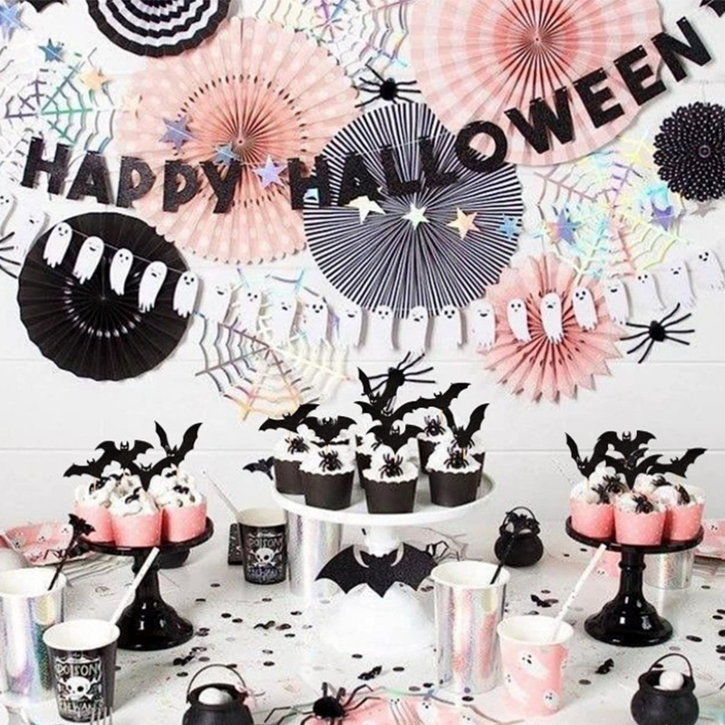 Halloween Paper Cups Bat Paper Cups Black Ghost 4 size cake toothpicks apply to Halloween party cake decorations