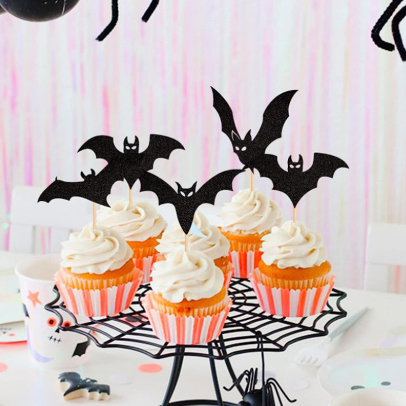 Halloween Paper Cups Bat Paper Cups Black Ghost 4 size cake toothpicks apply to Halloween party cake decorations