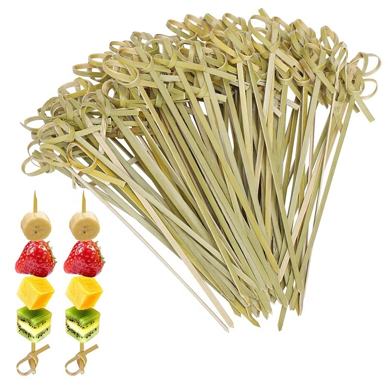 Looped Knot Food Picks Party Toothpicks for Appetizers Barbecue Snacks Club Sandwiches Cocktail Picks Bamboo Skewers