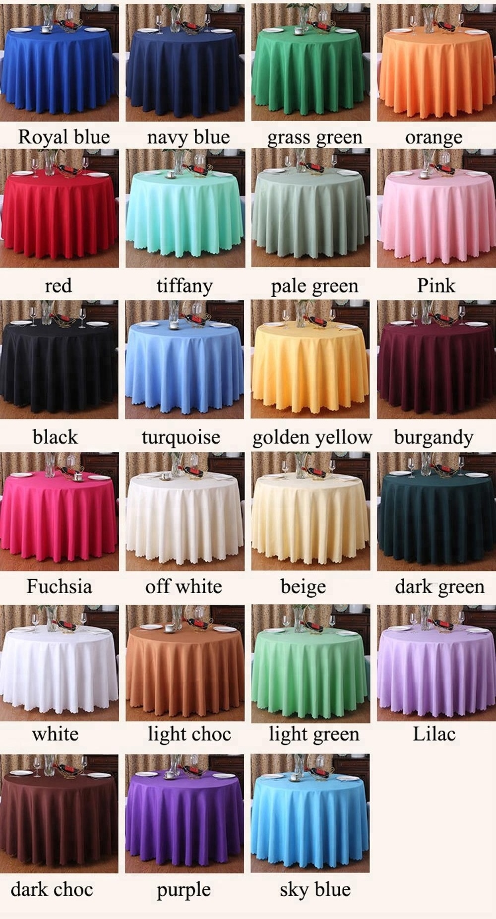 High quality round white table cloth table cover for wedding