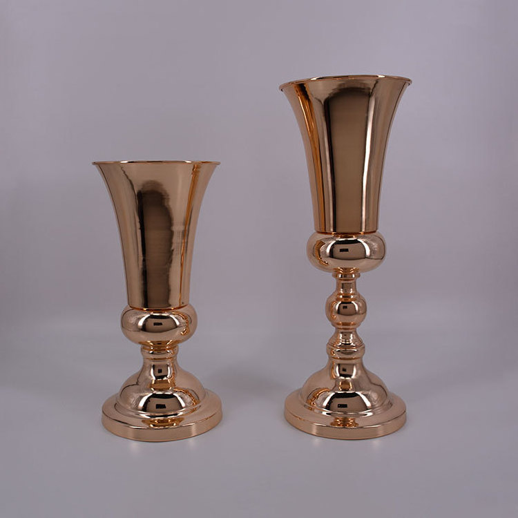 Gold metal flower vase candle holder wedding table centerpieces