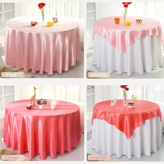 Light pink 60 inch round satin polyester table cloths