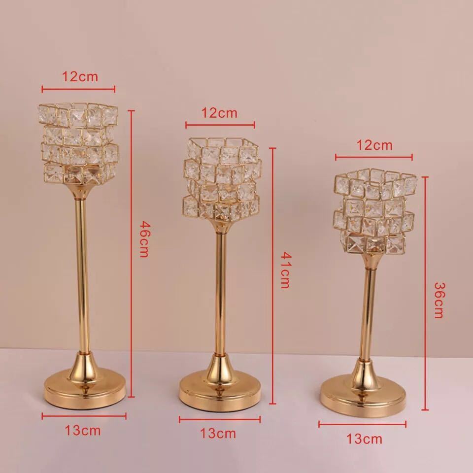 Event decoration high quality wedding gold crystal candle holder