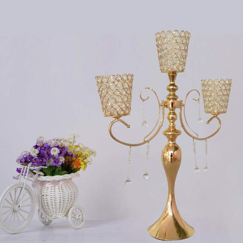 Wedding banquet decoration metal crystal ball candle holder table centerpieces