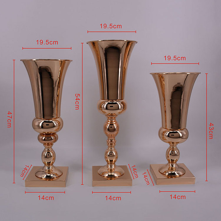 Gold metal flower vase candle holder wedding table centerpieces