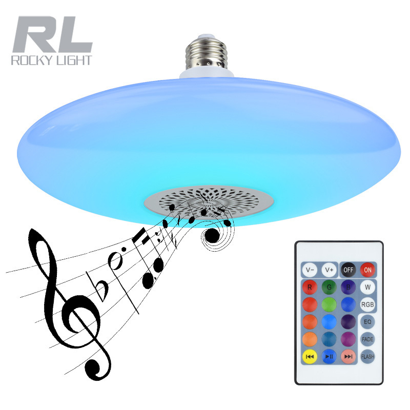 Rocky light RGB  White 30W led music bulb Smart UFO bulb with remote controller led music light with color changing music lamp