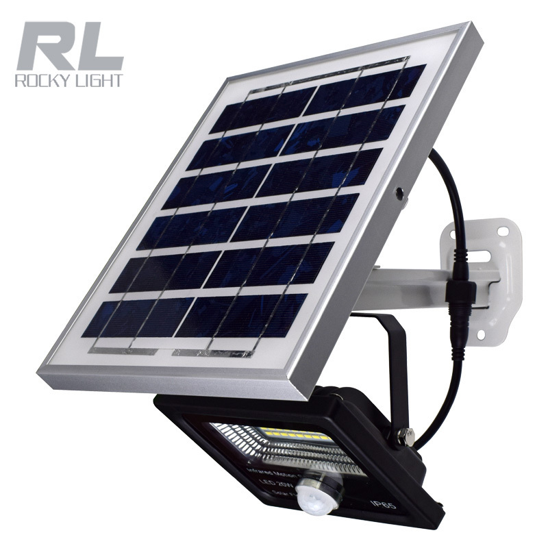 Rocky light 10W 20W 30W 50W flood light PIR motion sensor waterproof solar panel for outdoor