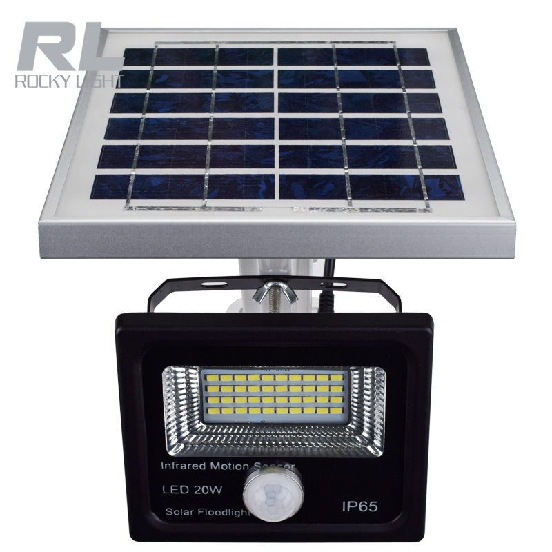 Rocky light 10W 20W 30W 50W flood light PIR motion sensor waterproof solar panel for outdoor